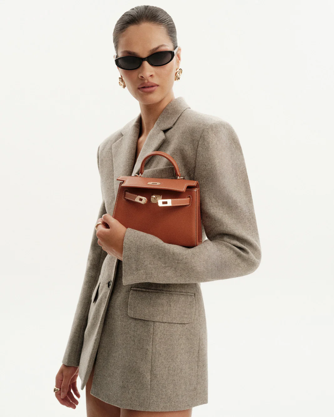 HARIETTE HANDLE BAG - TAN - Image 3